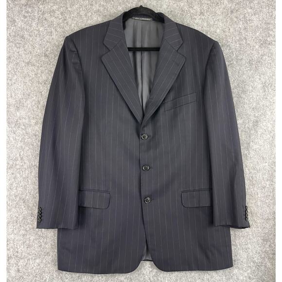 VTG Ermenegildo Zegna Blazer Mens IT 52R US 42R Blue Stripe Wool 3 Button Neiman